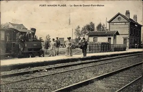 Ak Fort Mahon Plage Somme, Le Gare de Quand-Fort-Mahon, Bahnhof, Eisenbahn