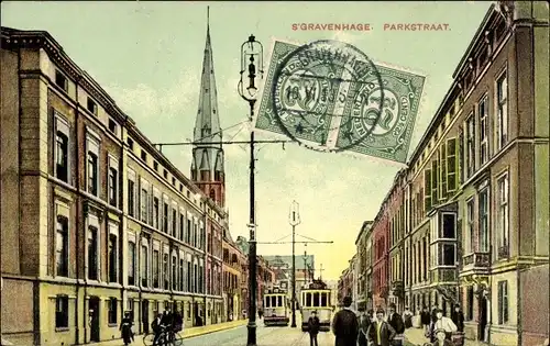 Ak 's Gravenhage Den Haag Südholland, Parkstraat, Kirche, Straßenbahn