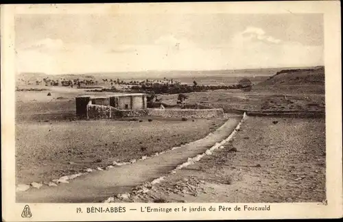 Ak Béni Abbès Algerien, L'Ermitage et le jardin du Pere de Foucauld