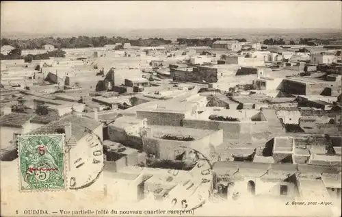 Ak Oudjda Oujda Marokko, Vue partielle cote du nouveau quartier