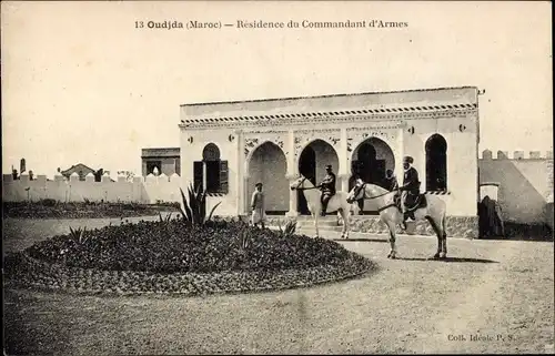 Ak Oudjda Oujda Marokko, Résidence du Commandant d'Armes, Reiter, Marokkaner