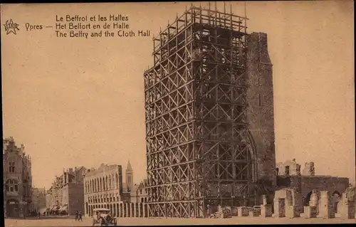 Ak Ypres Ypern Flandern, Le Beffroi et les Halles