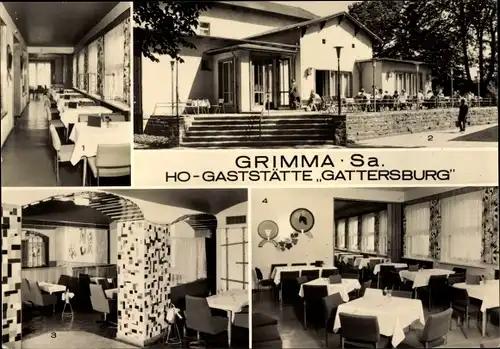 Ak Hohnstädt Grimma in Sachsen, HO-Gaststätte Gattersburg, Veranda, Bar, Außenansicht