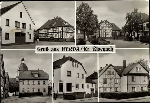 Ak Herda Berka an der Werra Thüringen, Feuerwehrgerätehaus, Rat der Gemeinde, Kultursaal, Konsum