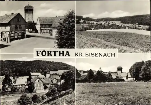 Ak Förtha Gerstungen in Thüringen, Kirche, Panorama, Teilansicht