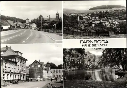 Ak Farnroda in Thüringen, Blick auf die Stadt, Teich, Straßenpartie