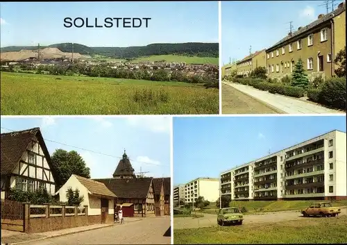 Ak Sollstedt in Thüringen, Panorama, Karl Marx Straße, Dorfstraße, Ernst Thälmann Straße