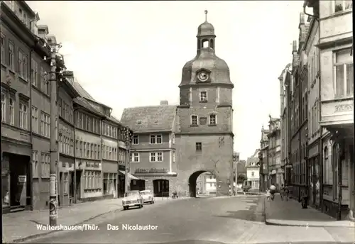 Ak Waltershausen in Thüringen, Nicolaustor, Straßenpartie
