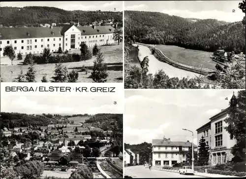 Ak Berga an der Elster Thüringen, Ferienheim IG Wismut, Oberhammer im Elstertal, Bastei, Schule