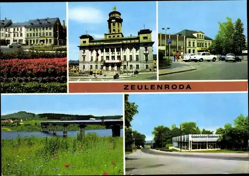 Ak Zeulenroda in Thüringen, Karl Marx-Platz, Rathaus, Kreiskulturhaus, Stausee, Kaufhaus Magnet