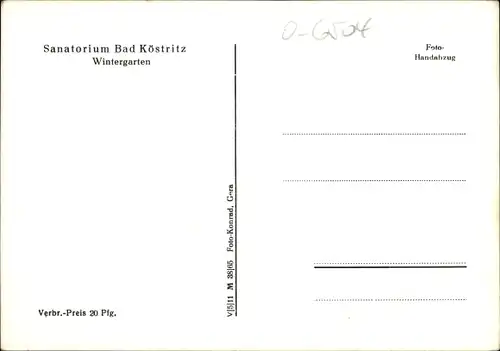 Ak Bad Köstritz an der Weißen Elster Thüringen, Sanatorium, Wintergarten, Karl Marx Gemälde