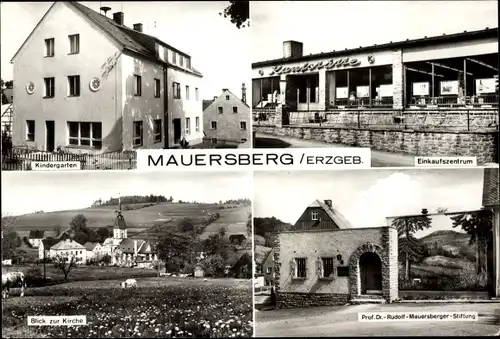 Ak Mauersberg Großrückerswalde im Erzgebirge, Kindergarten, Kirche, Rudolf Mauersberger Stiftung