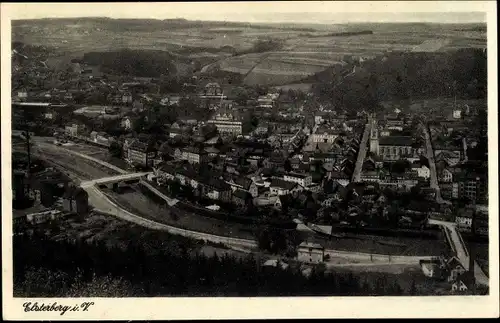 Ak Elsterberg an der Weißen Elster Vogtland, Panorama von der Ortschaft