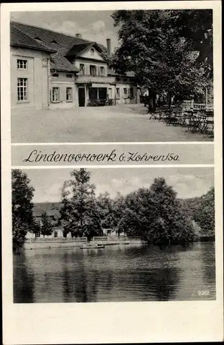 Ak Lindenvorwerk Kohren Sahlis in Sachsen, Blick auf ein Restaurant, See