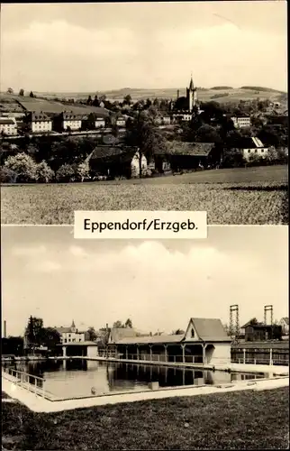 Ak Eppendorf Erzgebirge, Panorama, Freibad