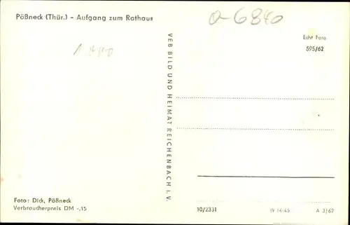 Ak Pößneck in Thüringen, Aufgang zum Rathaus