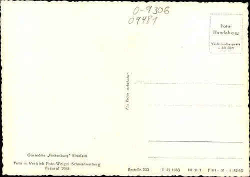 Ak Elterlein im Erzgebirge, Gaststätte Finkenburg