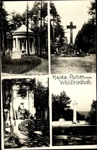 Ak Nový Bor Haida Reg Reichenberg, Partien vom Waldfriedhof