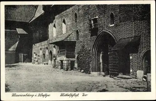 Ak Malbork Marienburg Westpreußen, Mittelschloss, Tor