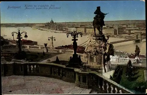Ak Budapest Ungarn, Aussicht gegen das Parlament