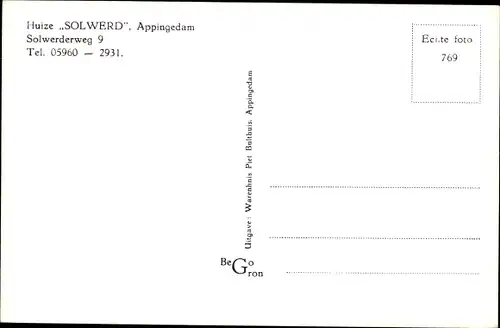 Ak Appingedam Groningen Niederlande, Huize Solwerd