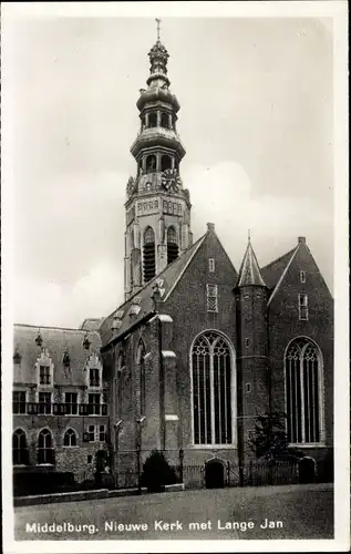 Ak Middelburg Zeeland Niederlande, Nieuwe Kerk met Lange Jan