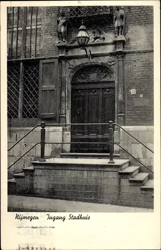 Ak Nijmegen Gelderland, Ingang Stadhuis