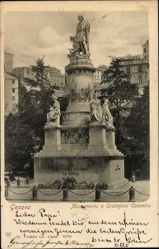 Ak Genova Genua Liguria, Monumento a Cristoforo Colombo