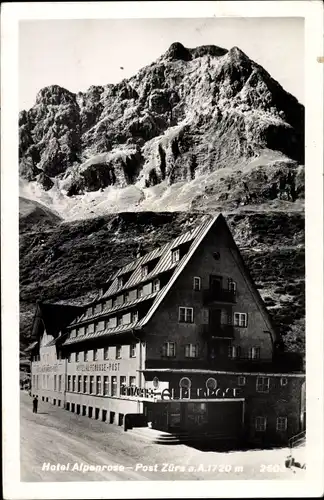Ak Zürs am Arlberg Lech in Vorarlberg, Hotel Alpenrose u. Post, Außenansicht