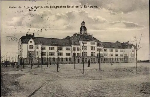 Ak Karlsruhe in Baden, Revier der 1. u. 2. Komp. d. Telegraphen Bataillon IV