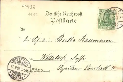 Litho Bad Berka in Thüringen, Totale, Rudelsburg u. Saaleck, Weimar Residenzschloss