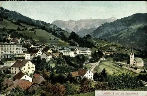 Ak Seewis im Prättigau Kt. Graubünden, Panorama mit Scesaplana