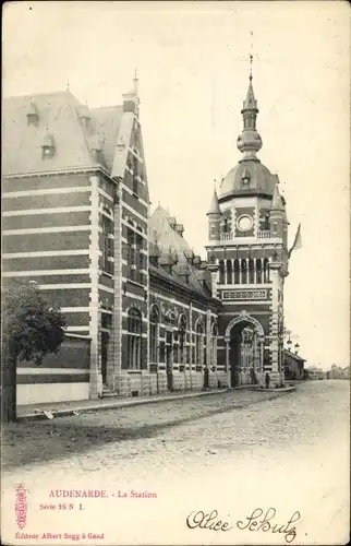 Ak Oudenaarde Audenarde Ostflandern, La Station