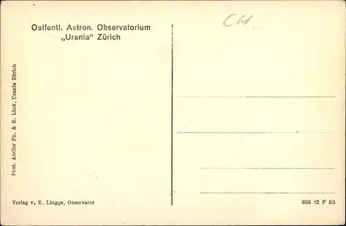 Ak Zürich Stadt Schweiz, Oeffentl. Astron. Observatorium Urania