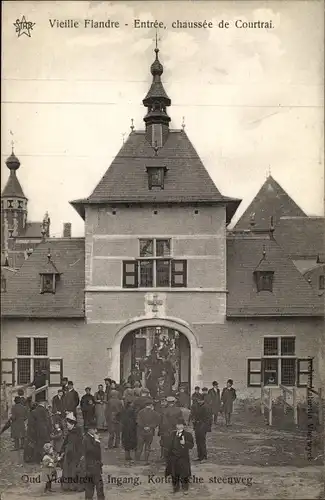 Ak Gand Gent Ostflandern, Vieille Flandre, Entrée, chaussée de Courtrai, 1913