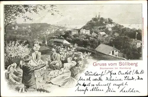 Litho Hamburg Altona Blankenese, Süllberg, Picknick