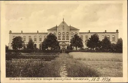 Ak Osnabrück in Niedersachsen, Renthe Fink Krieger Waisen Haus