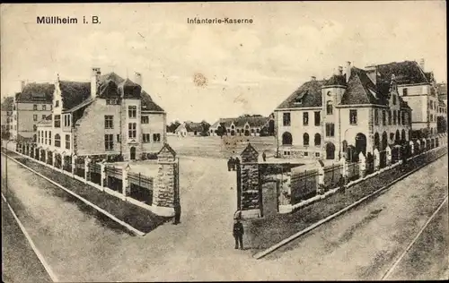 Ak Müllheim in Baden Markgräflerland, Infanterie-Kaserne