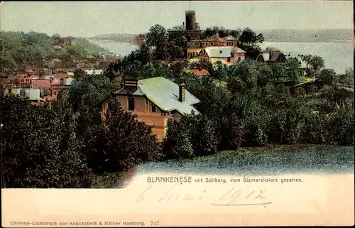 Ak Hamburg Altona Blankenese, Teilansicht vom Ort mit Süllberg, vom Bismarckstein gesehen