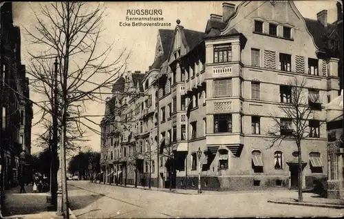 Ak Augsburg in Schwaben, Hermannstraße, Ecke Beethovenstraße