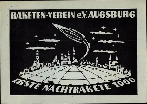 Ak Augsburg in Schwaben, Raketenverein eV, erste Nachtrakete 1960