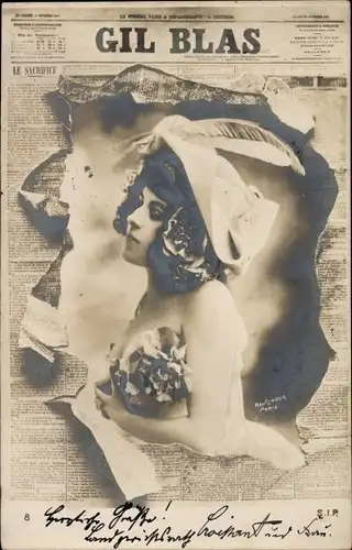 Zeitungs Ak Gil Blas, Frau mit Hut, Portrait