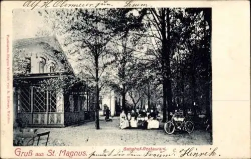 Ak St Magnus Burglesum Hansestadt Bremen, Bahnhof Restaurant