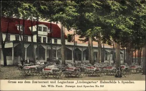 Ak Berlin Spandau Hakenfelde, Restaurant und Logierhaus Lindengarten