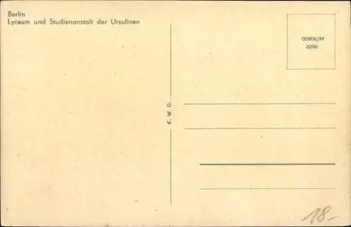 Ak Berlin Kreuzberg, Lindenstraße, Lyceum und Studienanstalt der Ursulinen