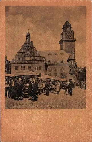 Ak Plauen im Vogtland, Altmarkt mit Rathaus, Besucher