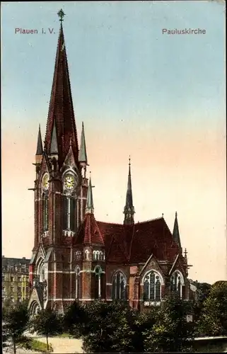 Ak Plauen im Vogtland, Blick auf die Pauluskirche