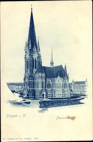 Ak Plauen im Vogtland, Blick auf die Pauluskirche
