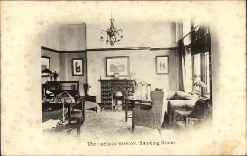 Ak London City England, The  Leysian Mission, Smoking Room, Herrenzimmer