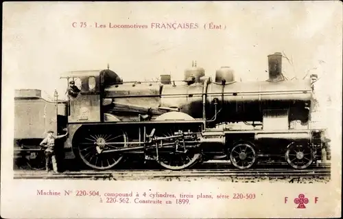 Ak Französische Eisenbahn, Dampflok, Tender 220 504, Etat